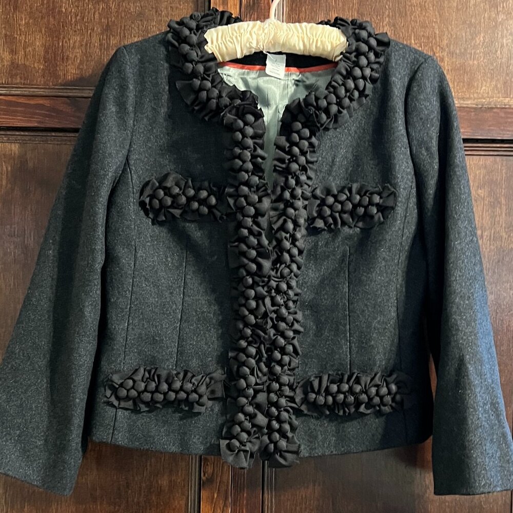 J CREW FACTORY VERSION OF THE ASTRID SILK BERRY TRIM JACKET SIZE 6*